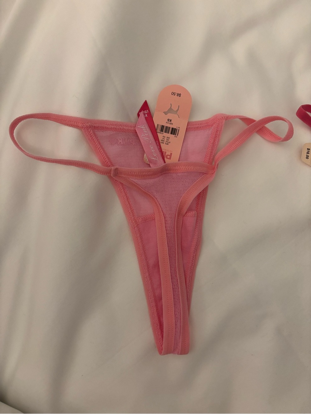 2 PINK Victoria's Secret Sheer Light Pink & Solid Dark Pink Thong Set S and XS - Picture 5 of 5